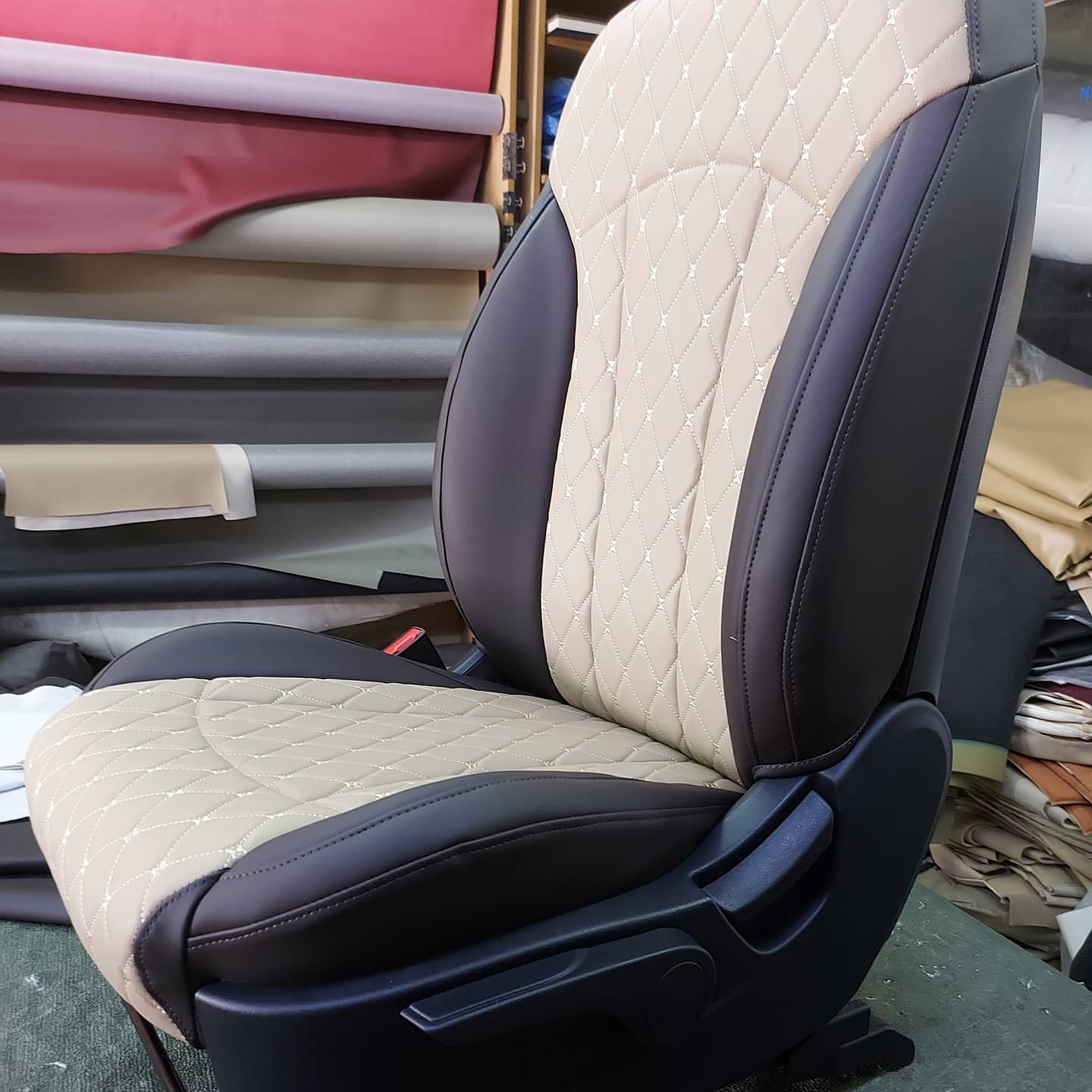 Custom car seat upholstery for SUV interior in Kuwait
